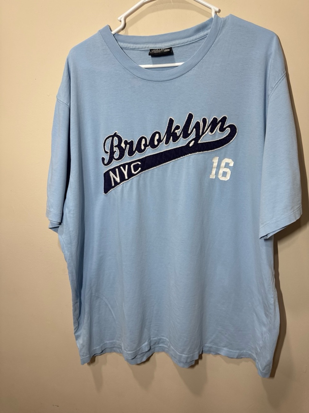 Steve & Barry's Light Blue Brooklyn NYC Appliqué Tee with Navy Detail